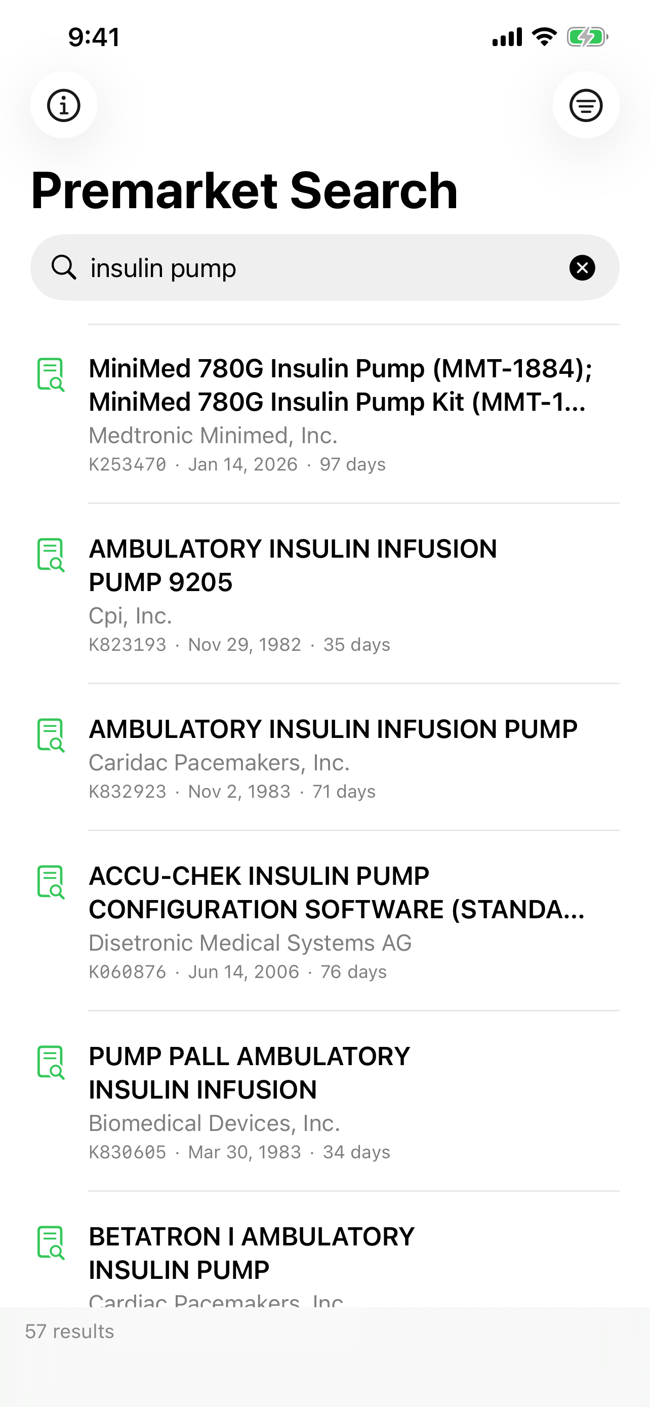 Premarket Search screenshot