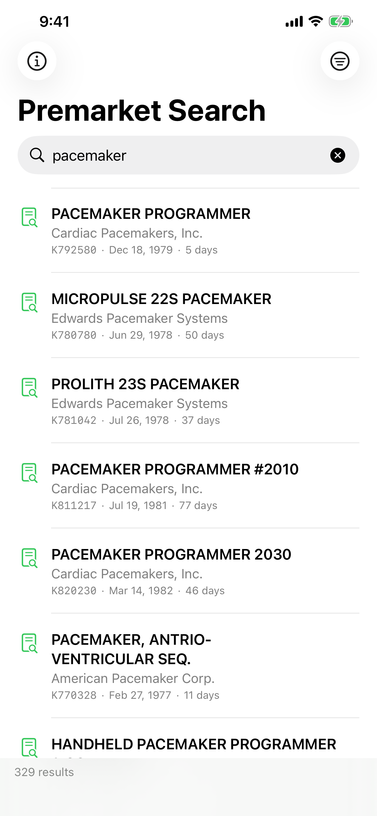 Premarket Search screenshot